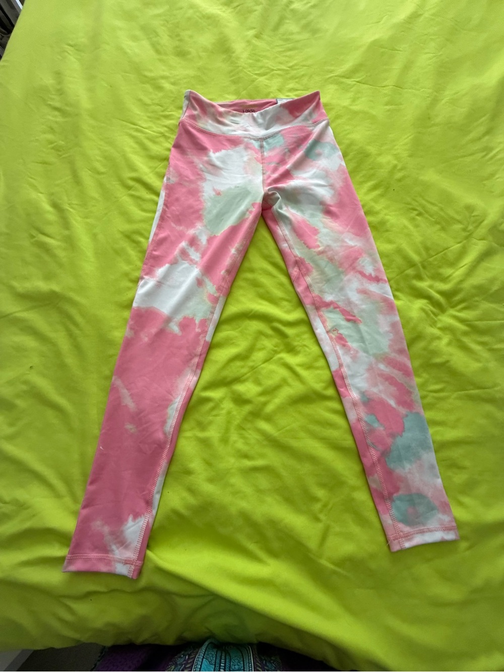 Girls tek gear Pink & White Tie-Dye Kids Leggings